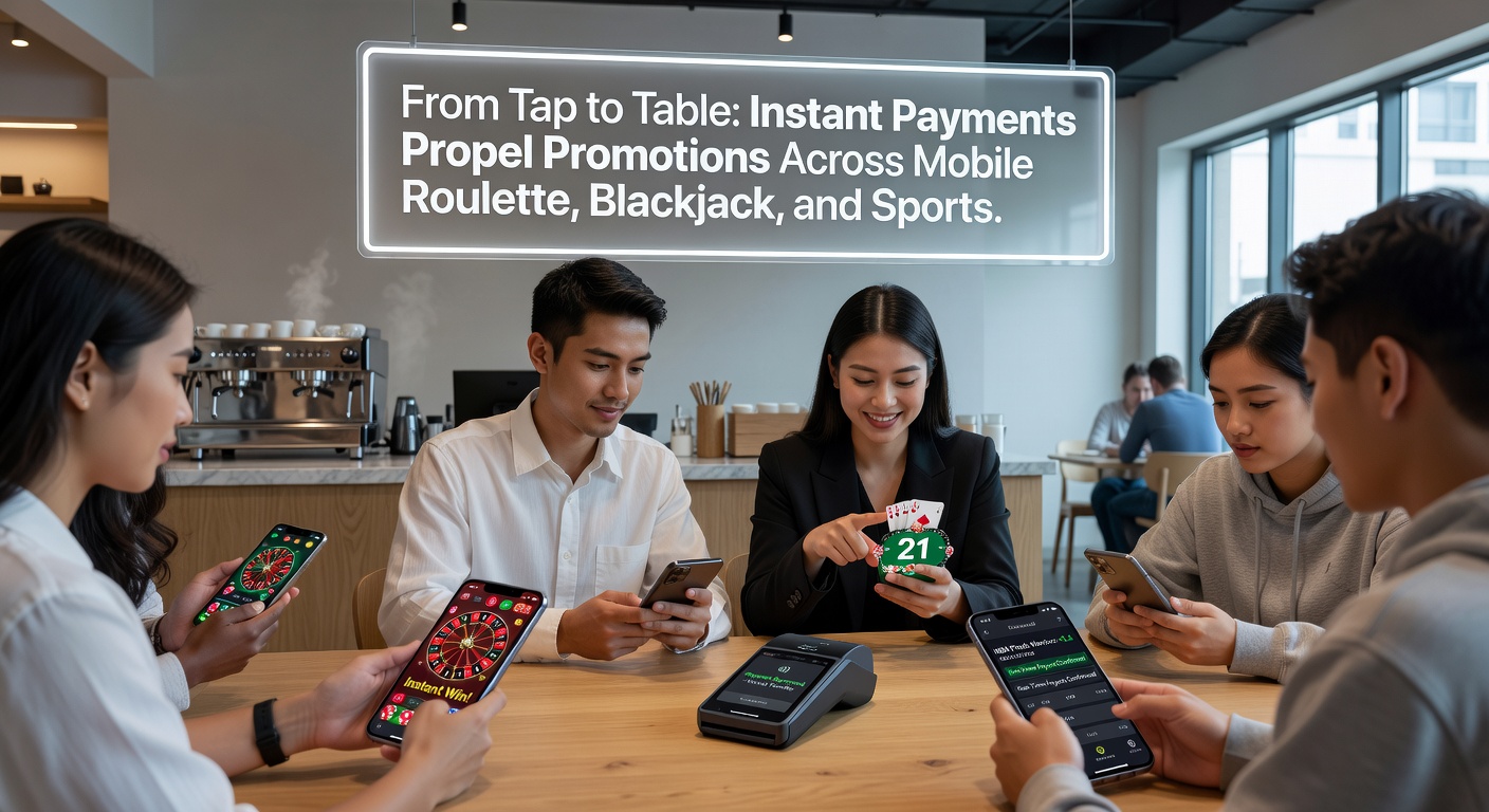 Blackjacktafel op mobiel scherm met promotiepop-up voor instant bonus na snelle betaling, inclusief sportbet icoon op achtergrond