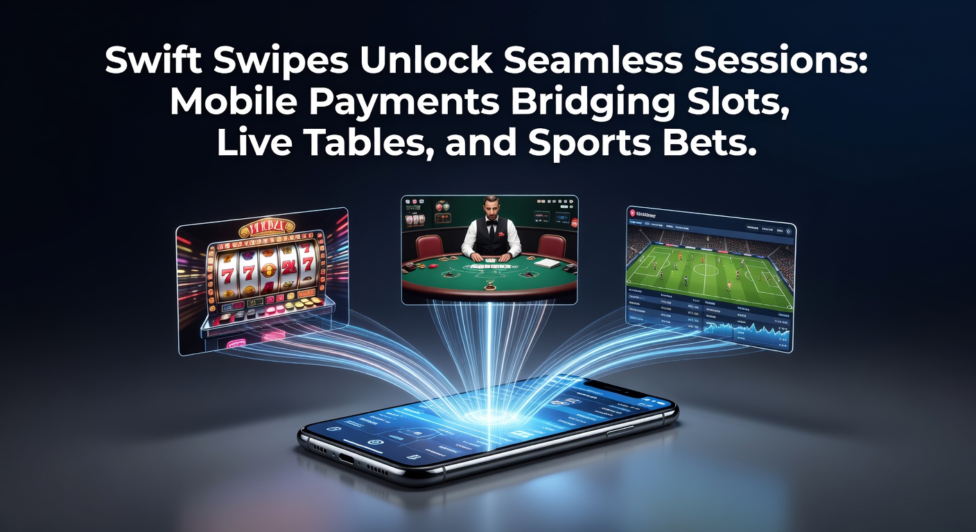 Smartphone met mobiele betaalapp die slots, live roulette en sportweddenschappen toont in een naadloze interface